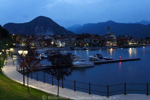 Baveno Nachtpanorama am Wasser MaggioreSee Bergkste