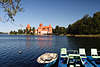 607792_ Trakai Burgansicht am Galve-See, Wasserburg mit Palast auf Insel in Foto, Traku Vytautas Grossfürst-Burg