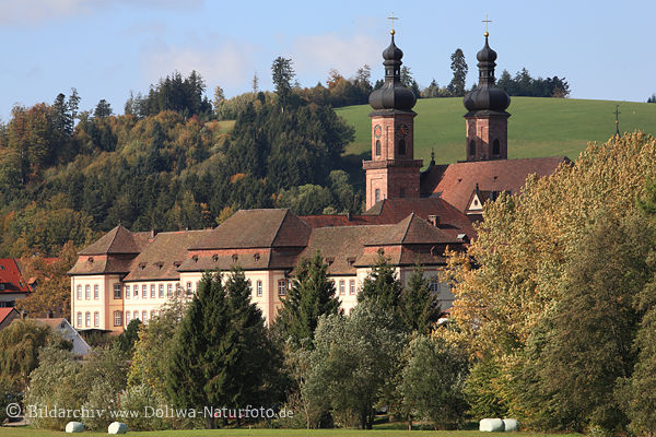 St. Peter Kloster Kirchtrme in Bumen Natur Hochschwarzwald Berglandschaft