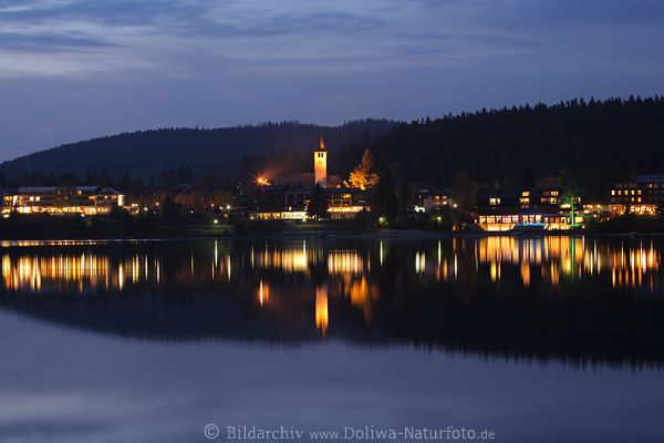 Titisee Nachtpanorama nightly-photo Nachtlichter Spiegelung in Wasserlandschaft Dmmerung