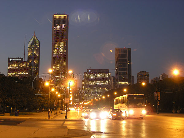 Chicago City Landschaft Nacht Panorama Straße in USA Großstadt